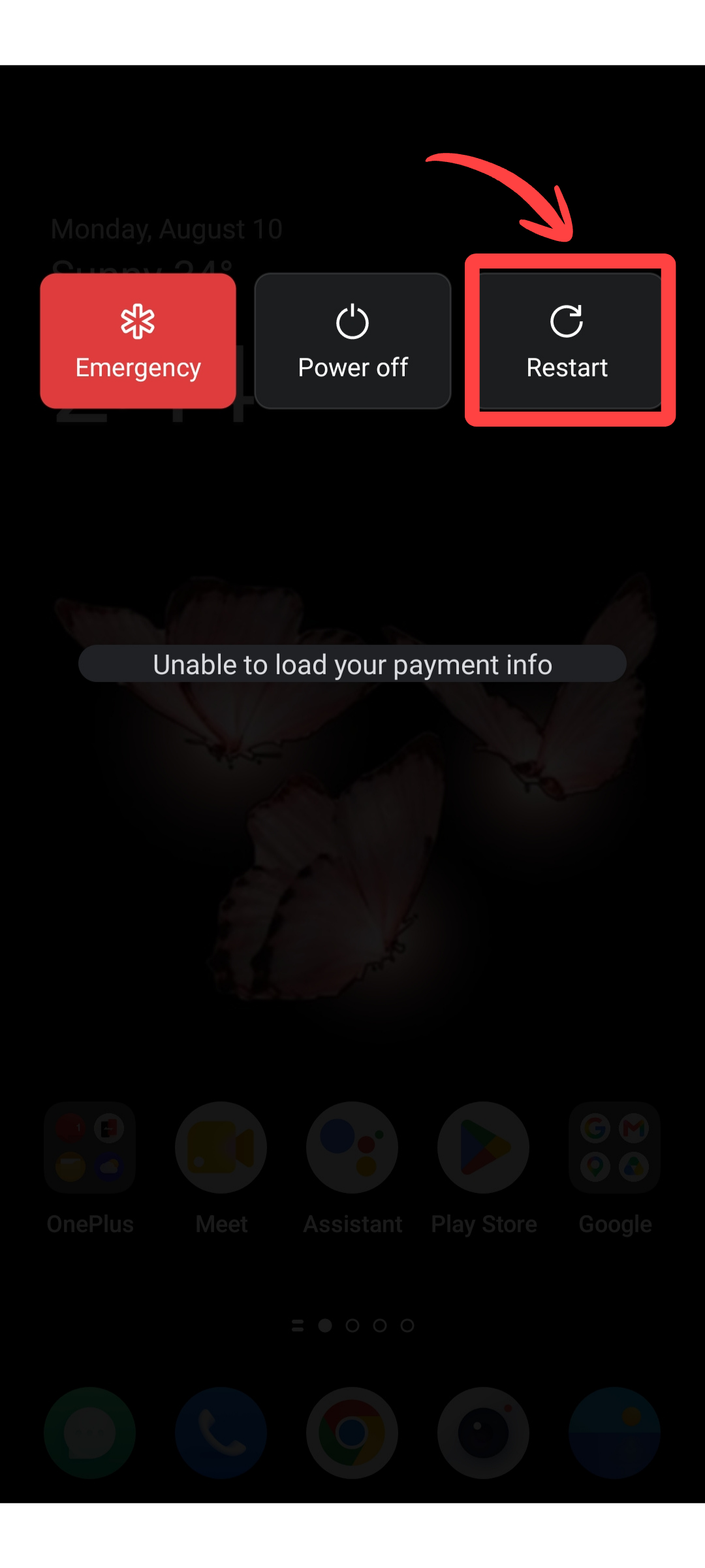 Close app and restart phone
